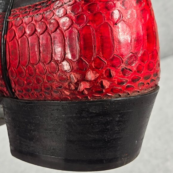 Nocona Python Boots Mens 9 D Cherry Red Black Snakeskin Western Cowboy Rodeo main image 10